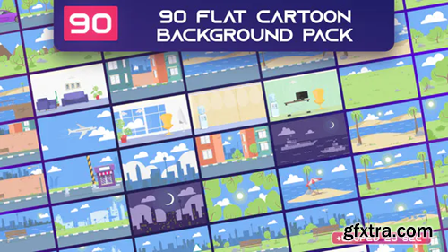 Videohive 90 Flat Cartoon Background Pack - AE 33333960
