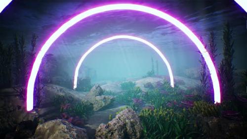 Videohive - Purple Circle Led Light Underwater Aquarium 4K - 33283756