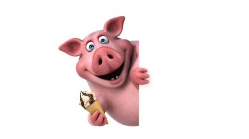 Videohive - Fun 3D cartoon pig with an ice cream - 33326274