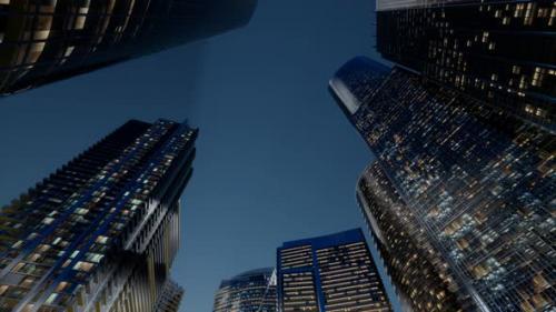 Videohive - City Skyscrapers at Night with Dark Sky - 33326910