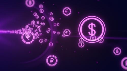 Videohive - Digital Global Currency Icons Flying V5 - 33332266