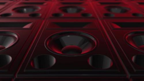 Videohive - 4K Close Up Red Audio Speakers Background Seamless Loop V2 - 33091306