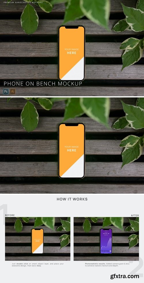 iPhone 12 Pro on the Street Bench Mockup
