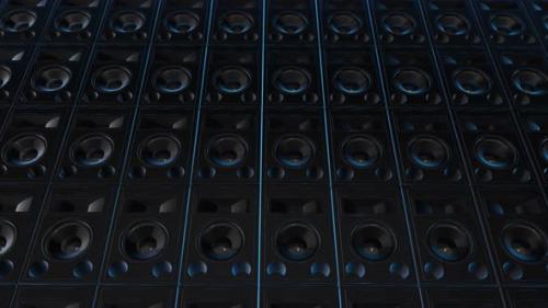 Videohive - 4K Blue Audio Speakers Background Seamless Loop - 33091309