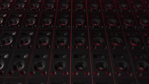 Videohive - 4K Audio Speakers Red Background Seamless Loop - 33091312