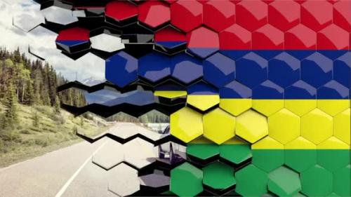 Videohive - Mauritius Flag Hexagon Transition - 4K Resolution - 33350349