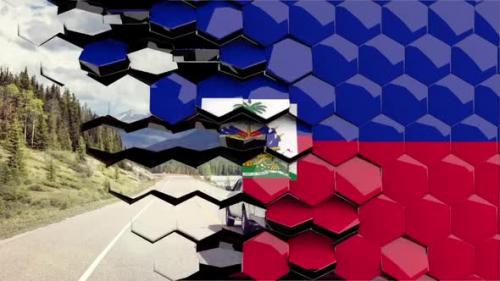 Videohive - Haiti Flag Hexagon Transition - 4K Resolution - 33350350