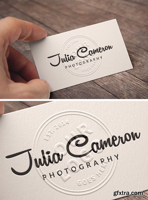 Realistic Embossed Business Card PSD Mockup Template