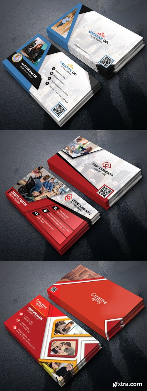 3 Creative Corporate Business Cards PSD Templates