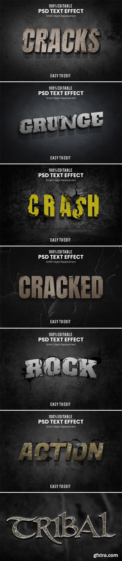 7 Grunge and Cracks PSD Text Effects