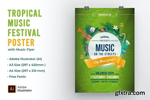 Tropical Green Music City Festival Poster & Flyer