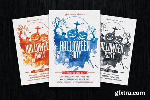 Halloween Party Watercolor Flyer