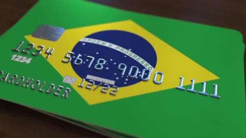 Videohive - Plastic Bank Card Featuring Flag of Brazil - 33375857