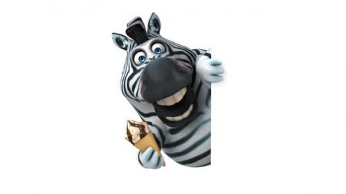 Videohive - Fun 3D cartoon zebra with an ice cream - 33380936