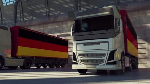 Videohive - Cargo Trucks with Germany Flag - 33383944