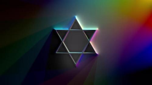 Videohive - Multi Color Spotlight Looping Light Show Surrounding Star of David On Wall - 33387521