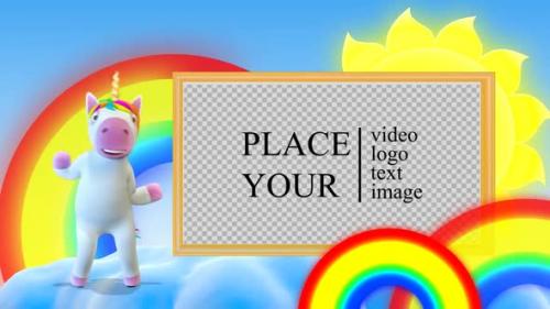 Videohive - Unicorn dancing near to horizontal photo frame - 33396897