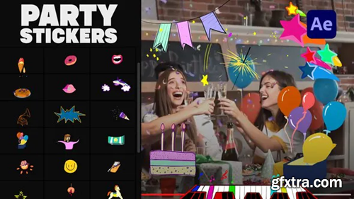 Videohive Animated Party Stickers | After Effects 33398614