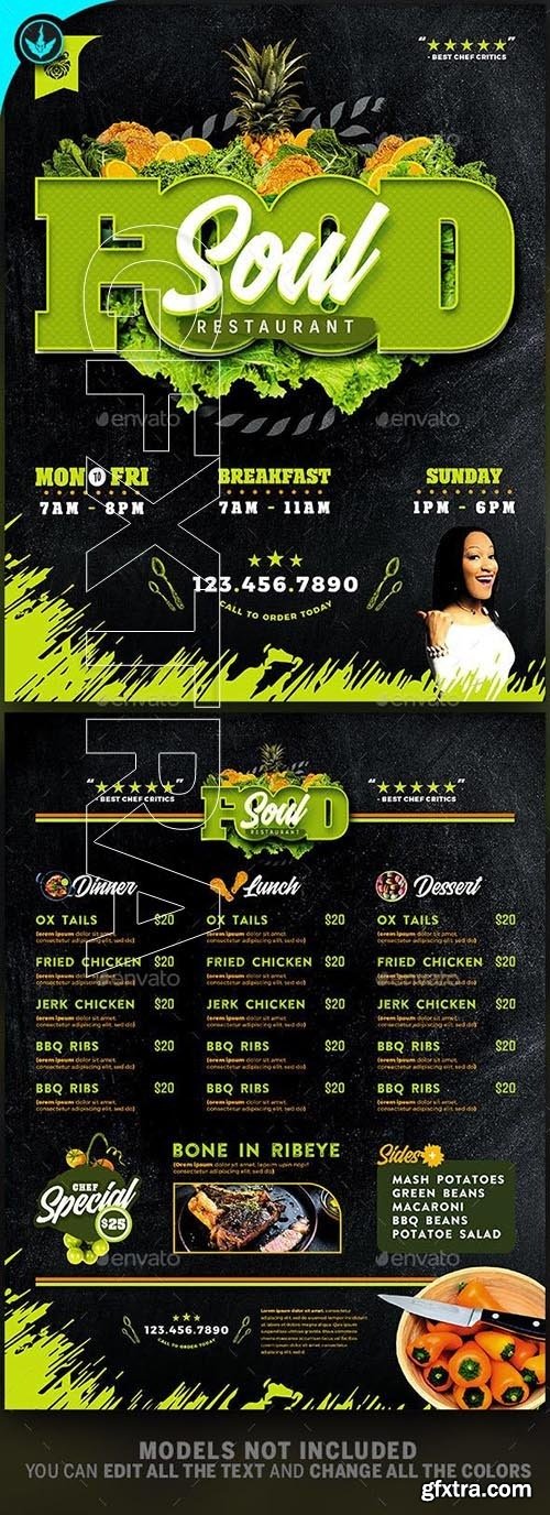 GraphicRiver - Soul Food Restaurant Menu Flyer Template 23519005