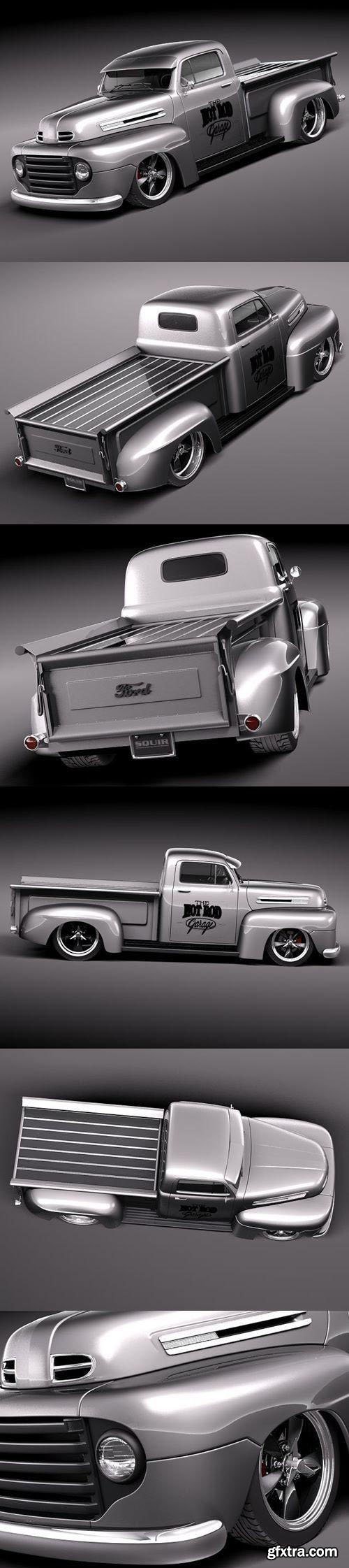 Ford F1 Pickup Truck Hot Rod 1950 3D Model