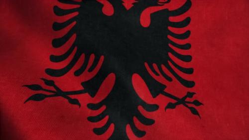 Videohive - Flag of Albania Waving in Slow Motion with Cloth Texture Footage - 33507708