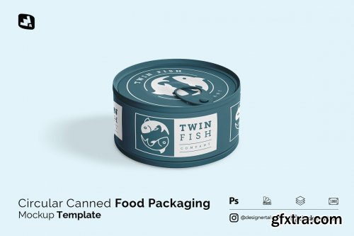 CreativeMarket - Circular Can Food Packaging Mockup 4827017