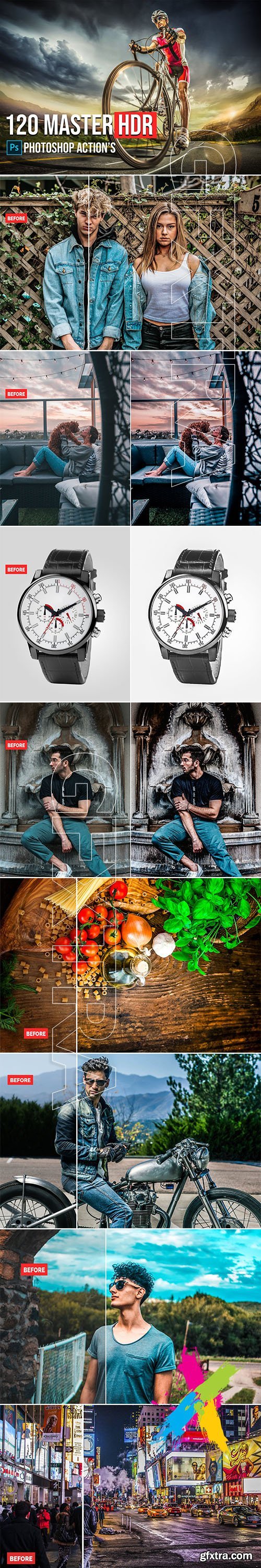 CreativeMarket - 120 Master HDR Photoshop Actions 5783739