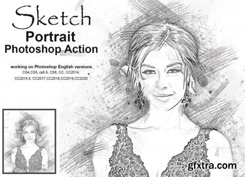 CreativeMarket - Sketch Portrait Photoshop Action 5203548