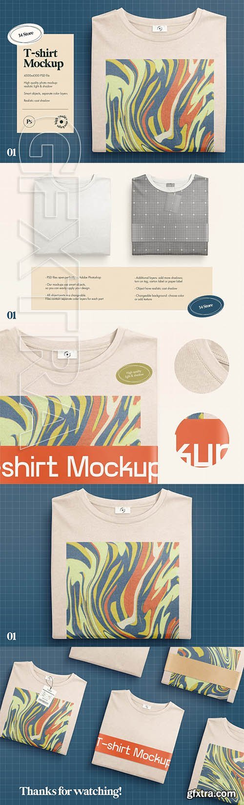 CreativeMarket - Folded T-Shirt PSD Mockup 5836970
