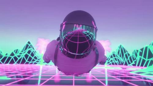 Videohive - Astronaut Surrounded By Flashing Neon Lights - 33547245