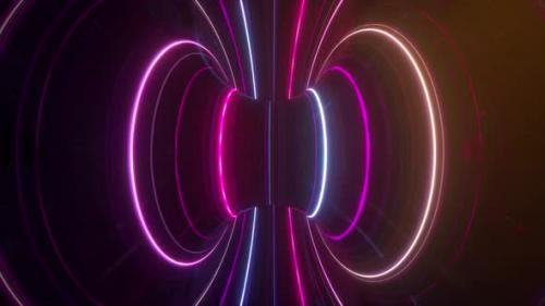 Videohive - Abstract Futuristic Neon Background with Rotating Glowing Lines Speed of Light Ultraviolet Rays - 33547286