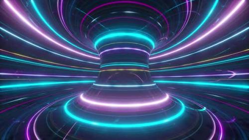 Videohive - Abstract Futuristic Neon Background with Rotating Glowing Lines Speed of Light Ultraviolet Rays - 33547309