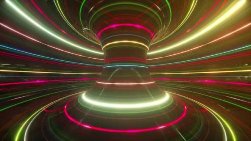 Videohive - Abstract Futuristic Neon Background with Rotating Glowing Lines Speed of Light Ultraviolet Rays - 33547323