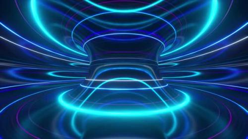 Videohive - Abstract Futuristic Neon Background with Rotating Glowing Lines Speed of Light Ultraviolet Rays - 33547392