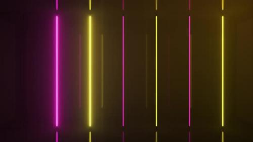 Videohive - Neon Halogen Rainbow Yellow Pink Lamps Glow with Futuristic Bright Reflections - 33547399