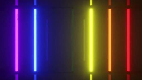 Videohive - Neon Halogen Rainbow Multicolored Lamps Glow with Futuristic Bright Reflections - 33547424