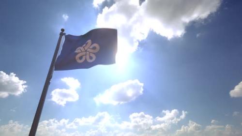 Videohive - Fukuoka Prefecture Flag (Japan) on a Flagpole V4 - 33548822
