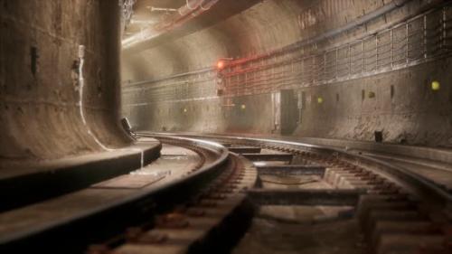 Videohive - Dark Old Abandoned Metro Subway Tunnel - 33521535