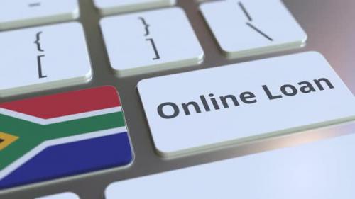 Videohive - Online Loan Text and Flag of South Africa on the Keyboard - 33522168