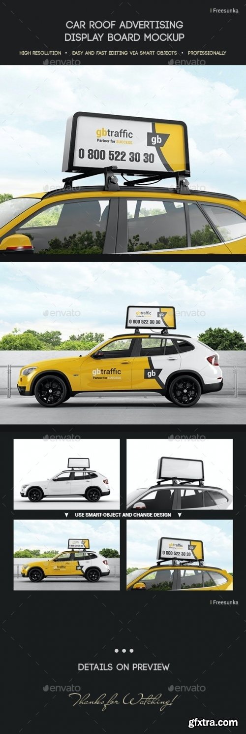 GraphicRiver - Car Roof Advertising Display Board Mockup 29302821