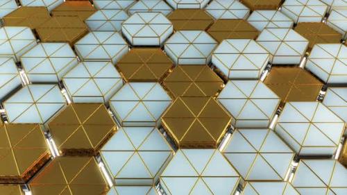 Videohive - Light And Gold Hexagon Background - 33527004