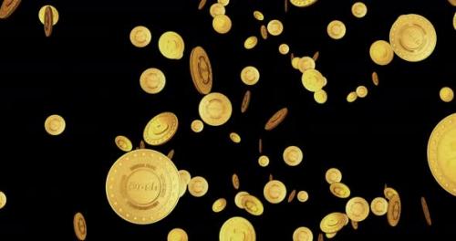 Videohive - Dash DeFi cryptocurrency golden coin falling rain loop - 33527445
