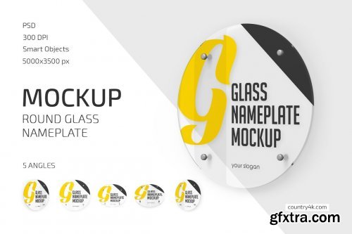 CreativeMarket - Round Glass Nameplate Mockup 5420957