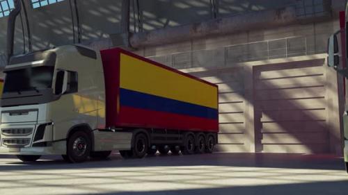 Videohive - Cargo Trucks with Colombia Flag - 33592640