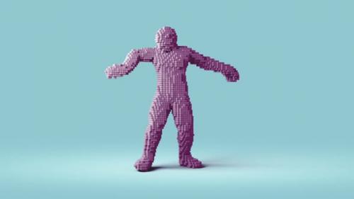 Videohive - Pixel Human Body Performing Modern Dance - 33618227