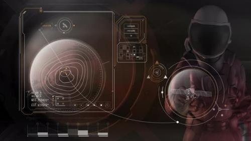 Videohive - The Astronaut Works With A Virtual Panel 4K - 33620436