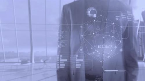 Videohive - Infographics On The Topic Of Big Data On The Background Of A Person 4K - 33620443