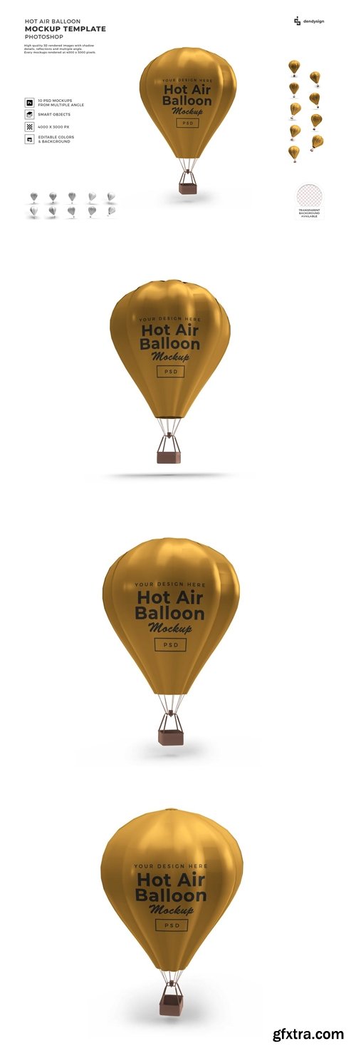 Hot Air Balloon Mockup Template Set