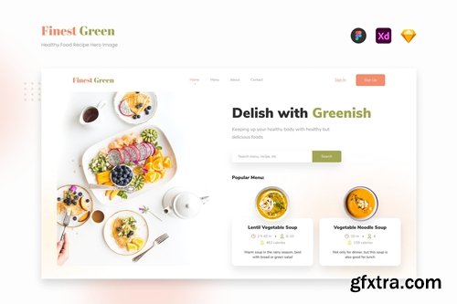 FinestGreen - Healthy Food Recipe Website Hero UI