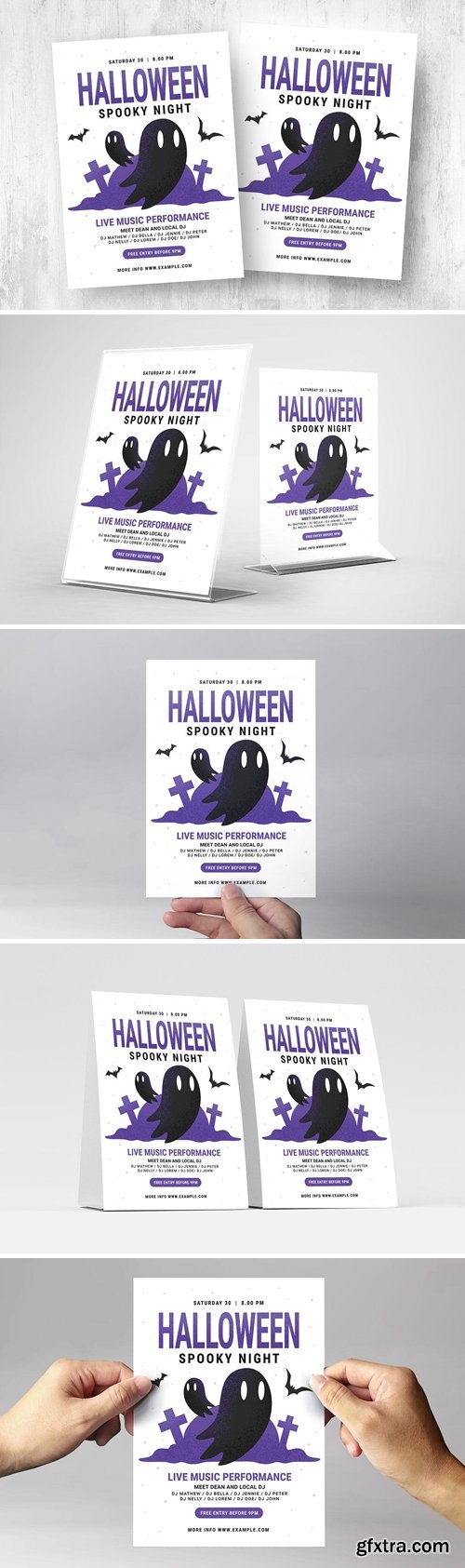 Simple Halloween Flyer with Ghost Illustrations